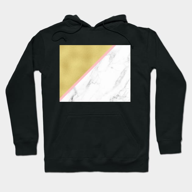 Marble and gold background pink line Hoodie by Jenmag
